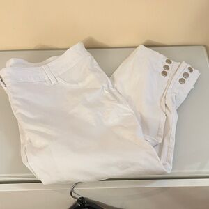 Westbound Cream Pants with Button Accent